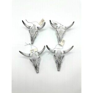 Longhorn Rustic White Christmas Ornaments (4)